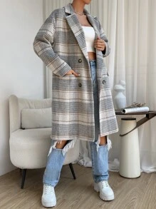 Muchica 格紋雙排釦花呢外套 - 彩色 - 查看 2