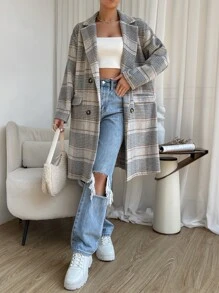 Muchica 格紋雙排釦花呢外套 - 彩色 - 查看 7