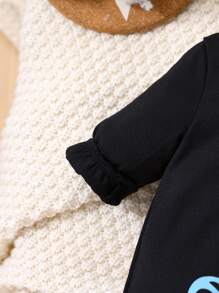 男嬰小熊印花連身褲 - 黑色 - 查看 6