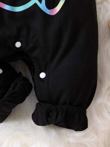 男嬰小熊印花連身褲 - 黑色 - 查看 7