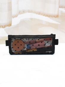 Mesh Simple Fashionable Cosmetic Bag/brush Bag - Black - View 1