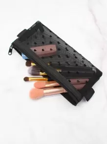 Mesh Simple Fashionable Cosmetic Bag/brush Bag - Black - View 2