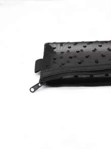 Mesh Simple Fashionable Cosmetic Bag/brush Bag - Black - View 3