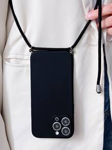 Plain Phone Case With Lanyard - Black - View 1