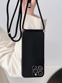 Plain Phone Case With Lanyard - Black - View 2