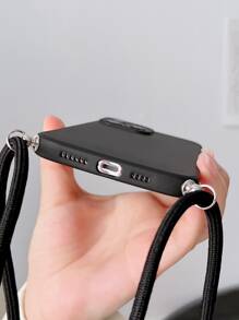 Plain Phone Case With Lanyard - Black - View 3