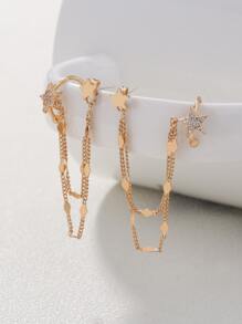 Nooxian 方晶鋯石星形裝飾耳環 - 金黃色 - 查看 3