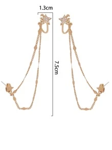 Nooxian 方晶鋯石星形裝飾耳環 - 金黃色 - 查看 5