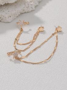 Nooxian 方晶鋯石星形裝飾耳環 - 金黃色 - 查看 7