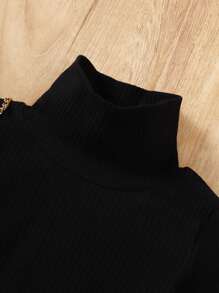 Meninas pequenas Camiseta Gola Alta & xadrez Saias