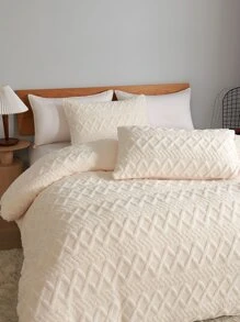 Geometric Tufted Duvet Cover Set Without Filler - Beige - View 5