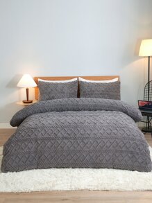 Geometric Tufted Duvet Cover Set Without Filler - Dark Grey - View 5