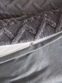 Geometric Tufted Duvet Cover Set Without Filler - Dark Grey - View 6