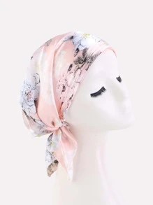 印花頭巾帽 - 淺粉色 - 查看 2