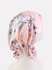 印花頭巾帽 - 淺粉色 - 查看 3