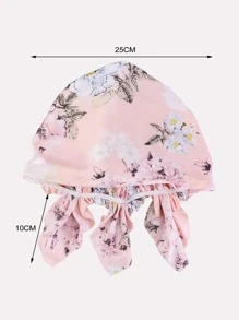 印花頭巾帽 - 淺粉色 - 查看 4