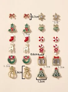 12pairs Christmas Sock & Crutch Design Stud Earrings - Multicolor - View 5