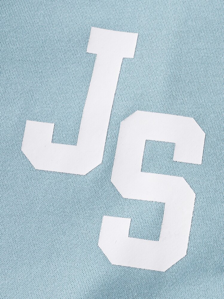 Boys 1pc Letter Graphic Colorblock Drop Shoulder Varsity Jacket - Blue and White - View 5