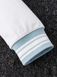 Boys 1pc Letter Graphic Colourblock Drop Shoulder Varsity Jacket - Blue and White - View 6