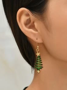 聖誕樹耳墜 - 綠色 - 查看 2