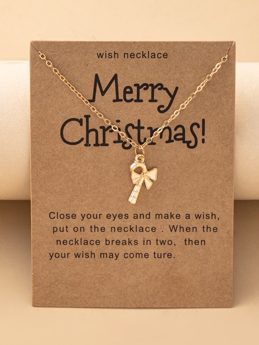 聖誕拐杖吊墜項鏈