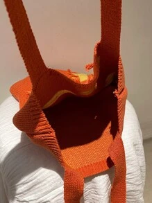 Bolso de ganchillo con patrón de estrella crudo - Naranja - Ver 3