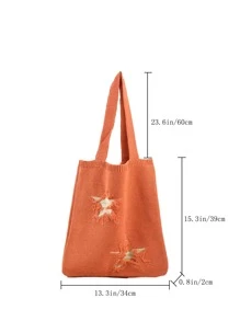 Bolso de ganchillo con patrón de estrella crudo - Naranja - Ver 4