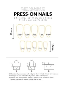 Instantly Upgrade Your Look, With 24pcs Long Almond Two Tone With White French Edge Glossy Full Cover False Nail, For Women And Girls - Multicolor - View 4