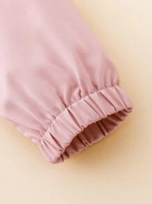 女孩1入組拼色落肩袖拉鍊連帽夾克 - 彩色 - 查看 6