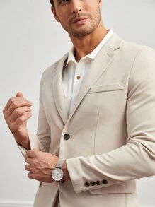 GENTILAND Men Single Breasted Blazer & Trousers - Beige - View 6