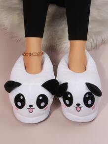 Women's Novelty Panda Design College Style Home Slippers - White - View 1