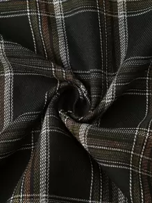 Manfinity Hypemode 男士格紋弧形下擺襯衫不帶T恤 - 黑色 - 查看 8