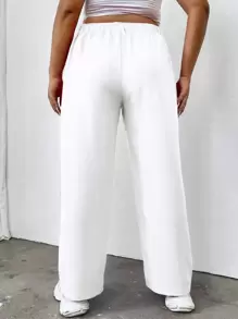 Flirla Plus High Waist Plicated Detail Pants - White - View 2