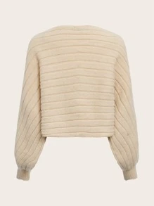 SHEIN ICON Two Piece Set Dolman Sleeve Shrug Cardigan & Tube Knit Top - Khaki - View 2