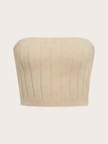 SHEIN ICON Two Piece Set Dolman Sleeve Shrug Cardigan & Tube Knit Top - Khaki - View 5