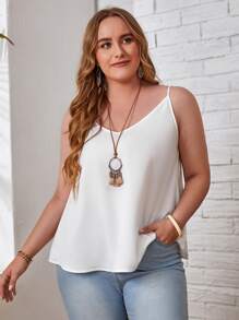 EMERY ROSE Plus Solid Cami Top,Spring/Summer/Vacation