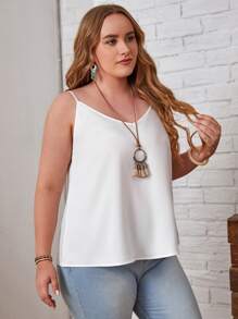 EMERY ROSE Plus Solid Cami Top,Spring/Summer/Vacation