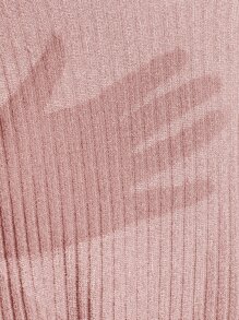 SHEIN Essnce Solid Rib-knit Crop Tee - Baby Pink - View 6