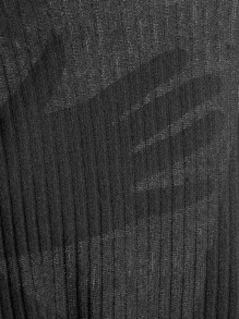 SHEIN EZwear Plus Two Tone Lettuce Trim Drawstring Side Crop Tee For Summer - Black and White - View 6