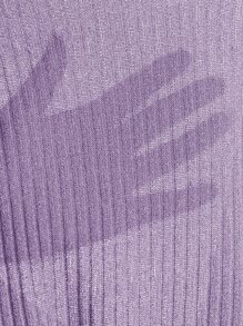 SHEIN EZwear V Neck Solid Top & Knot Front Leggings Set - Lilac Purple - View 6