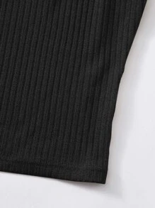 SHEIN EZwear Plus Solid Rib-knit Tank Top - Black - View 5