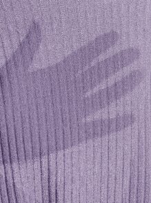 SHEIN Qutie Áo thun Xù màu trơn Giải trí - Màu Lilac Tím - Xem 6