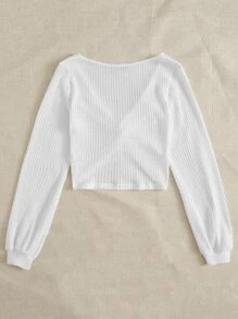 Muchica 前扭結紋理針織上衣 - 白色 - 查看 2