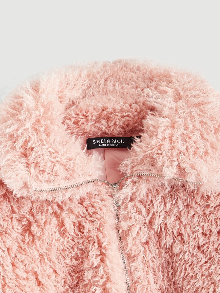 SHEIN MOD ジッパーアップ ファジー コート | SHEIN JAPAN