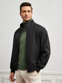 Manfinity Men Slant Pocket Zip Up Jacket - Black - View 1