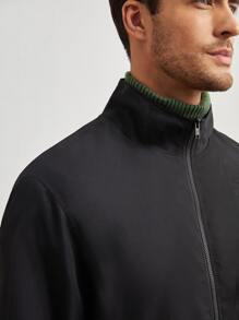 Manfinity Men Slant Pocket Zip Up Jacket - Black - View 5