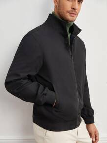 Manfinity Men Slant Pocket Zip Up Jacket - Black - View 8