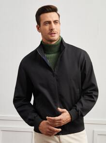 Manfinity Men Slant Pocket Zip Up Jacket - Black - View 4