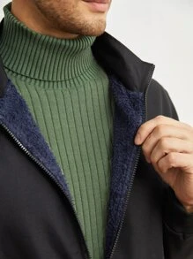 Manfinity Men Slant Pocket Zip Up Jacket - Black - View 3