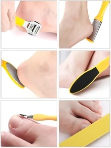 Nasin Loại bỏ da cứng ở chân Tập tin da chết 7 chiếc thép không gỉ và nhựa hàng ngày - Màu vàng - Xem 6